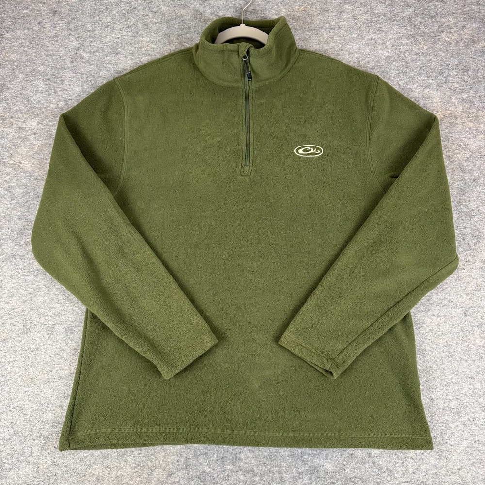 Drake Waterfowl Fleece 1/4 Zip Pullover Olive Green Mens Medium M